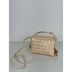 Bottega Veneta Mini Loop Camera Bag in Beige Leather S01